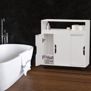 BAKAJI  Κινητό Ντουλάπι Αποθήκευσης Στενό Καρότσι Εξοικονόμησης Χώρου Πολυχρηστικό Λευκό  02815100 - Image 4