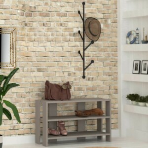 Shally Dogan Μοντέρνα Επιτοίχια Παπουτσοθήκη με 3 Ράφια και Κρεμάστρα σε Χρώμα Τορτόρα 02815296