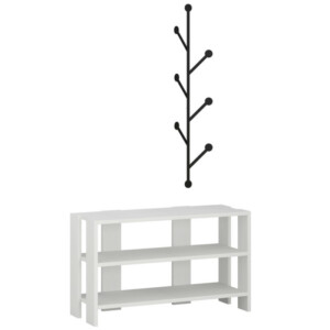 Shally Dogan Είσοδος Σκαπιέρα - Παπουτσοθήκη 3 Ραφιών με Κρεμάστρα Τοίχου 83 x 30 x 43cm Μοντέρνα Λευκή 02815297 - Image 2