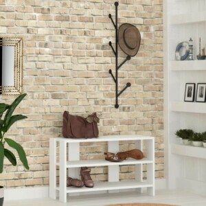 Shally Dogan Είσοδος Σκαπιέρα - Παπουτσοθήκη 3 Ραφιών με Κρεμάστρα Τοίχου 83 x 30 x 43cm Μοντέρνα Λευκή 02815297