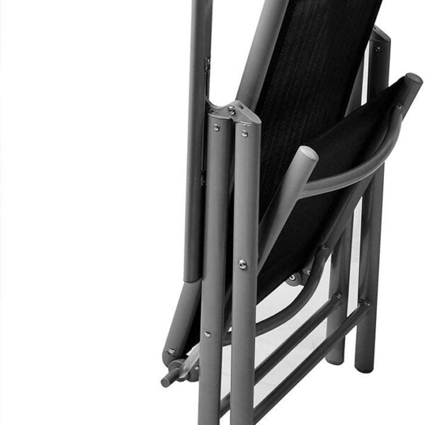 BAKAJI  Σετ 2 Καρέκλες Κατασκήνωσης Πτυσσόμενη Καρέκλα Κήπου Ρυθμιζόμενη σε 5 Θέσεις Γκρι  02822888