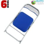 BAKAJI  Σετ 6 Καρέκλες Επενδυμένες Πτυσσόμενες Χρώμα ΜΠΛΕ Δομή Ασημί Μεταλλική Καρέκλα  02829360 - Image 3