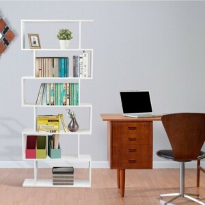 BAKAJI  Μοντέρνα Σχεδίαση Βιβλιοθήκης Ράφι 6 Επιπέδων 190x80x24cm Σπίτι Γραφείο Λευκό  02832881 - Image 4