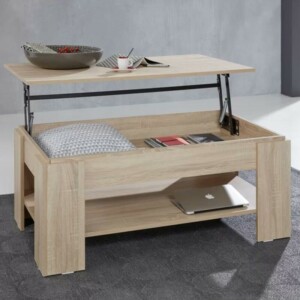 BAKAJI  Τραπέζι σαλονιού με ανυψωμένο αποθηκευτικό χώρο, μοντέρνο τραπέζι σαλονιού ανοιγόμενο, μπεζ.  02832890 - Image 4