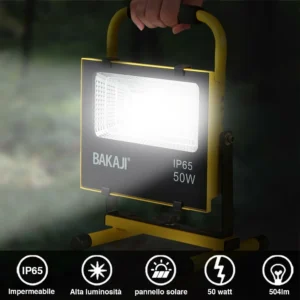 BAKAJI Φορητός Προβολέας Εργασίας με Ηλιακό Πάνελ 50W 504lm Φως Έκτακτης Ανάγκης SOS 02834431 - Image 2