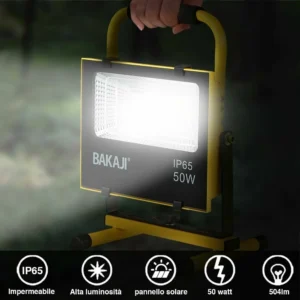 BAKAJI Φορητός Προβολέας Εργασίας με Ηλιακό Πάνελ 50W 504lm Φως Έκτακτης Ανάγκης SOS 02834431 - Image 4