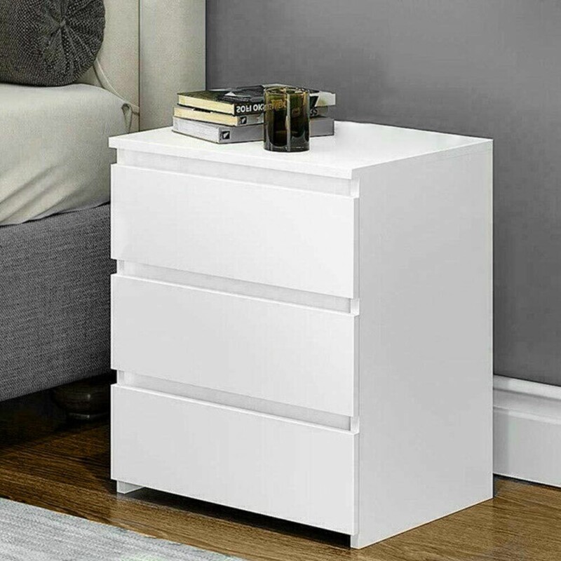 BAKAJI Κομοδίνο Συρταριέρα με 3 Συρτάρια Μοντέρνου Σχεδιασμού από Μελαμίνη Λευκό Ξύλο 02835910 BAKAJI Κομοδίνο Συρταριέρα με 3 Συρτάρια Μοντέρνου Σχεδιασμού από Μελαμίνη Λευκό Ξύλο 02835910