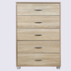 BAKAJI  Κινητό Συρταριέρα Ντουλάπι 5 Συρτάρια σε Ξύλο Μοντέρνου Σχεδιασμού Δρυς 68x40x100  02837244