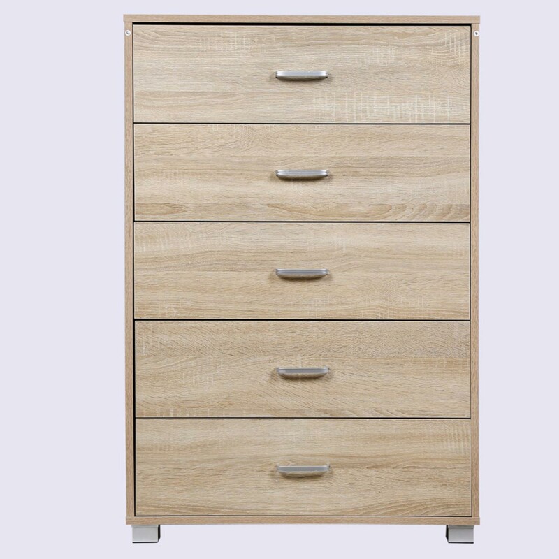 BAKAJI  Κινητό Συρταριέρα Ντουλάπι 5 Συρτάρια σε Ξύλο Μοντέρνου Σχεδιασμού Δρυς 68x40x100  02837244