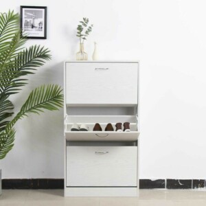 BAKAJI  Παπουτσοθήκη 3 Πόρτες Ράφια Διπλού Βάθους Ξύλο MDF 63x24x115 Λευκό Φρασινάτο  02837830 - Image 3