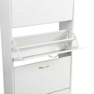 BAKAJI  Παπουτσοθήκη 3 Πόρτες Ράφια Διπλού Βάθους Ξύλο MDF 63x24x115 Λευκό Φρασινάτο  02837830 - Image 4