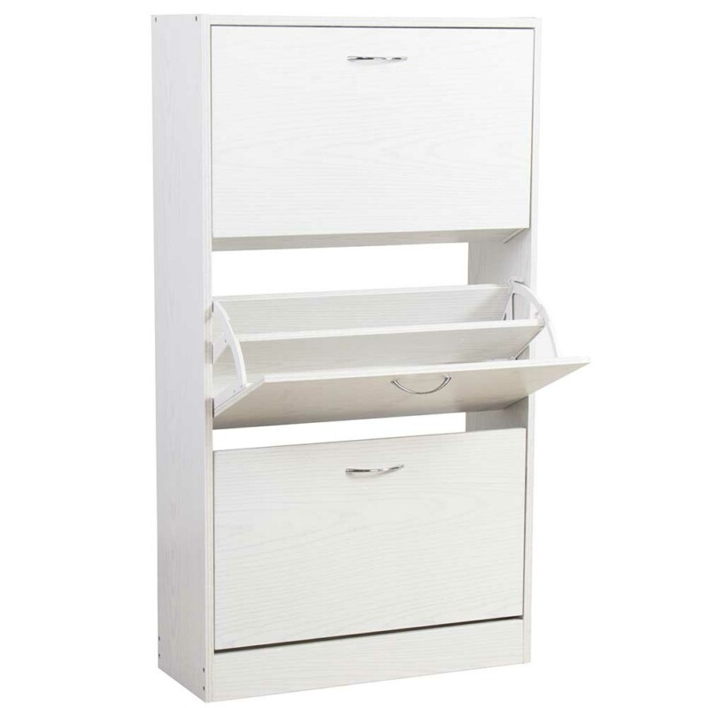 BAKAJI  Παπουτσοθήκη 3 Πόρτες Ράφια Διπλού Βάθους Ξύλο MDF 63x24x115 Λευκό Φρασινάτο  02837830