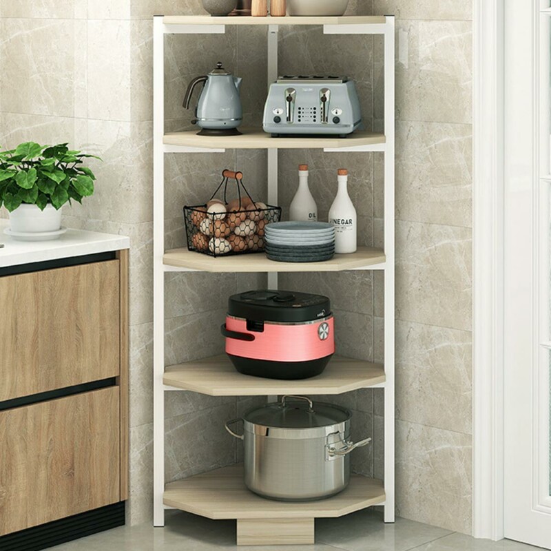 BAKAJI  Γωνιακή Ραφιέρα 5 Ραφιών Μέταλλο Ξύλο Βιβλιοθήκη Γωνίας Πολλαπλών Χρήσεων 40x120 Λευκό  02838054