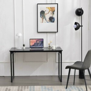 BAKAJI Γραφείο Τραπέζι Υπολογιστή Ξύλινο Μεταλλικό Οικία Γραφείο 120x60x74 Μαύρο 02838248 - Image 4