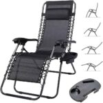 BAKAJI  Πτυσσόμενη Πολυθρόνα Κήπου Βαρύτητας Μηδέν Ατσάλι Texilene + Μαύρος Δίσκος  02838315 - Image 4