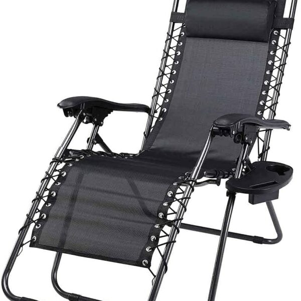BAKAJI  Πτυσσόμενη Πολυθρόνα Κήπου Βαρύτητας Μηδέν Ατσάλι Texilene + Μαύρος Δίσκος  02838315