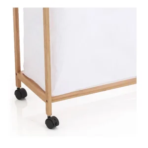 Τροχήλατο Καλάθι Απλύτων από Μπαμπού με 2 Χώρους 60 x 33 x 75 cm Bakaji 02839357 - Image 2