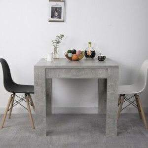 BAKAJI Τετράγωνο Τραπέζι Φαγητού 90x90 από Ξύλο Τσιμέντο Επεκτάσιμο με Άνοιγμα Βιβλίου 02839555 - Image 4