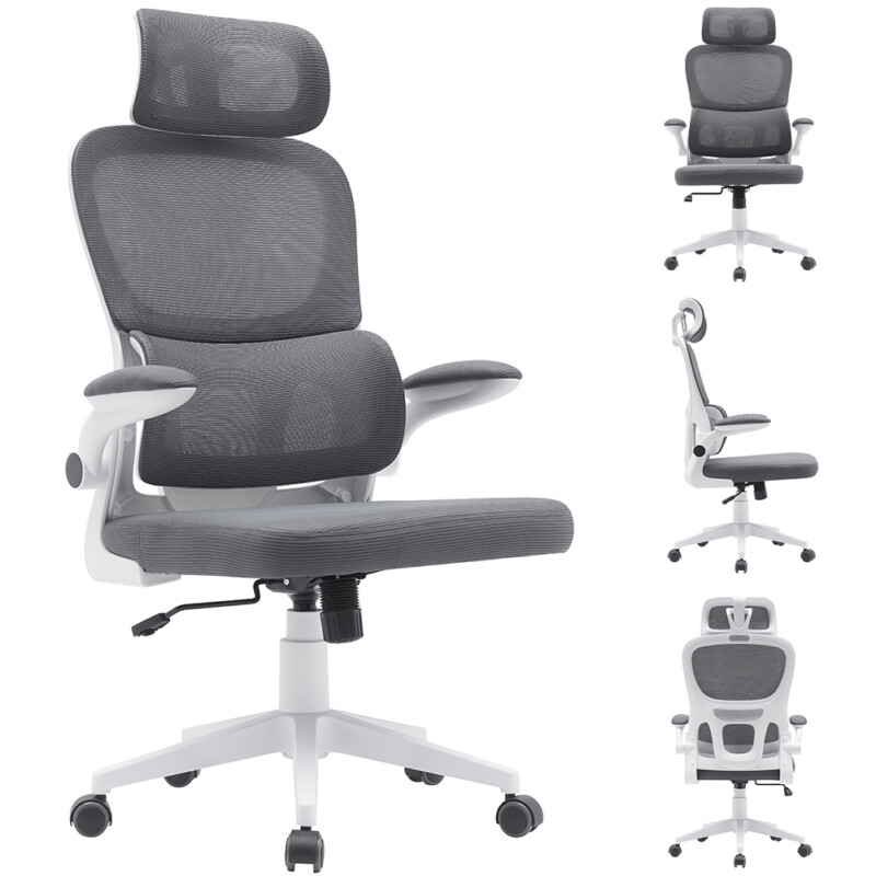 BAKAJI Καρέκλα Γραφείου Ύφασμα Αντιιδρωτικό Γκρι Λευκή Δομή Πολυθρόνα Γραφείου 02840754 BAKAJI Καρέκλα Γραφείου Ύφασμα Αντιιδρωτικό Γκρι Λευκή Δομή Πολυθρόνα Γραφείου 02840754