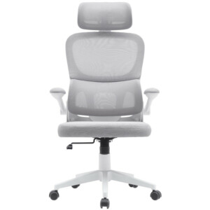 BAKAJI  Καρέκλα Γραφείου από Ύφασμα Αντιιδρωτικό Ανοιχτό Γκρι και Λευκό Πολυθρόνα Γραφείου  02840755 - Image 2