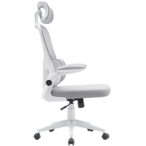 BAKAJI  Καρέκλα Γραφείου από Ύφασμα Αντιιδρωτικό Ανοιχτό Γκρι και Λευκό Πολυθρόνα Γραφείου  02840755 - Image 3