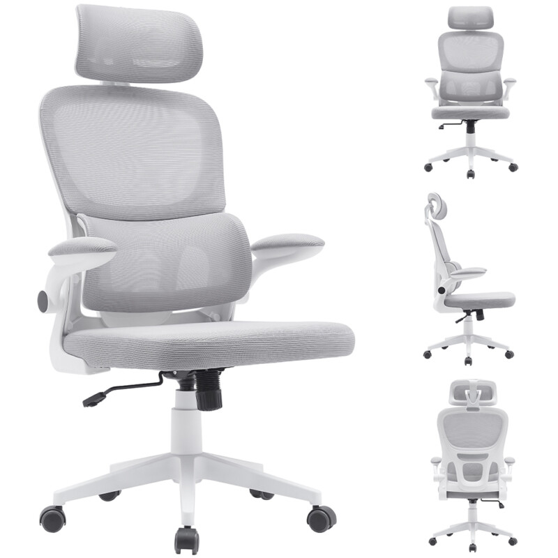 BAKAJI Καρέκλα Γραφείου από Ύφασμα Αντιιδρωτικό Ανοιχτό Γκρι και Λευκό Πολυθρόνα Γραφείου 02840755 BAKAJI Καρέκλα Γραφείου από Ύφασμα Αντιιδρωτικό Ανοιχτό Γκρι και Λευκό Πολυθρόνα Γραφείου 02840755