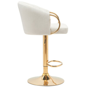 BAKAJI  Σετ 2 Σκαμπό Κουζίνας Ρυθμιζόμενου Ύψους σε Βελούδο Κρέμα και Χρυσή Δομή  02840770 - Image 3