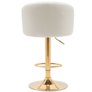 BAKAJI  Σετ 2 Σκαμπό Κουζίνας Ρυθμιζόμενου Ύψους σε Βελούδο Κρέμα και Χρυσή Δομή  02840770 - Image 4