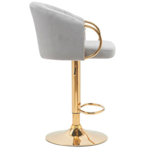 BAKAJI  Σετ 2 Σκαμπό Κουζίνας Ρυθμιζόμενου Ύψους σε Γκρι Βελούδο και Χρυσή Δομή  02840771 - Image 3