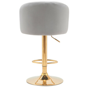 BAKAJI  Σετ 2 Σκαμπό Κουζίνας Ρυθμιζόμενου Ύψους σε Γκρι Βελούδο και Χρυσή Δομή  02840771 - Image 4