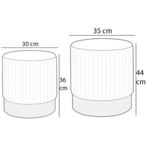 Shally Dogan  Σετ 2 Πουφ Αποθηκευτικός Χώρος Γκρι Βελούδο Σκαμπό Υποπόδιο Στρογγυλό Φορτίο 120kg  02841273 - Image 3