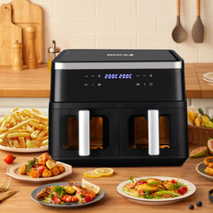 BAKAJI  Φριτέζα Αέρος με Διπλό Καλάθι XXL 12 L Airfryer Χωρίς Λάδι Οθόνη LED  02841438 - Image 2