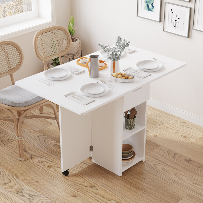 Shally Dogan Πτυσσόμενο Τραπέζι Φαγητού Λευκό 120x77x75cm με 2 Ρόδες για Σπίτι ή Γραφείο 02842136 Shally Dogan Πτυσσόμενο Τραπέζι Φαγητού Λευκό 120x77x75cm με 2 Ρόδες για Σπίτι ή Γραφείο 02842136