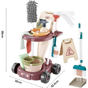 BAKAJI Σετ Καθαρισμού για Παιδιά με Καρότσι Σκούπα Φαράσι Παιχνίδι Εκπαιδευτικό 02842693 - Image 3