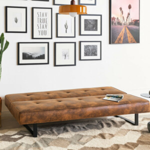 Shally Dogan Κανανπές-κρεβάτι 3 θέσεων click clack μοντέλο Derby 189 x 88 x 85 εκ Συνθετικό Δέρμα Χρυσό Καφέ 02842795 - Image 2