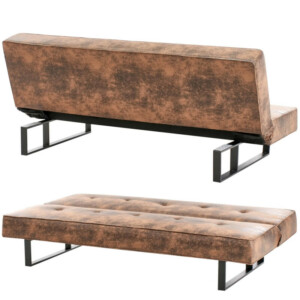 Shally Dogan Κανανπές-κρεβάτι 3 θέσεων click clack μοντέλο Derby 189 x 88 x 85 εκ Συνθετικό Δέρμα Χρυσό Καφέ 02842795 - Image 3