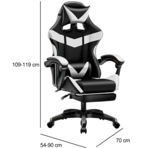 BAKAJI Καρέκλα Gaming Γραφείου με Υποπόδιο και Μαξιλάρι Οσφυϊκής και Αυχενικής Υποστήριξης Λευκή 02842903 - Image 4