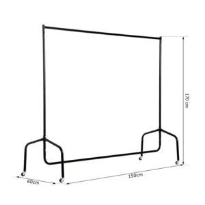Τροχήλατη Μεταλλική Κρεμάστρα Ρούχων Δαπέδου 150 x 60 x 170 cm HOMCOM 03-0006 - Image 5