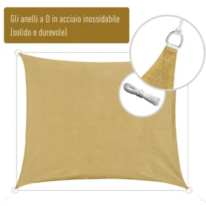 Outsunny Awnings Sail Ορθογώνια προστασία UV σε PE, άμμο, 4x6m 100110-059SA - Image 3