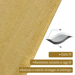 Outsunny Awnings Sail Ορθογώνια προστασία UV σε PE, άμμο, 4x6m 100110-059SA - Image 5