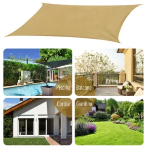 Outsunny Awnings Sail Ορθογώνια προστασία UV σε PE, άμμο, 4x6m 100110-059SA - Image 6
