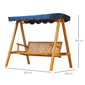 Outsunny Κούνια κήπου 3 θέσεων με ξύλινο κουβούκλιο 200x130x185cm 100110-064NY - Image 2