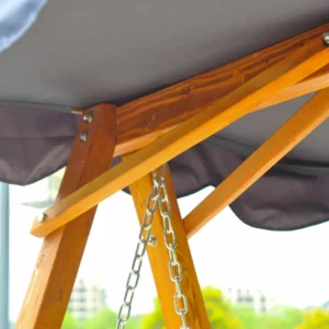 Outsunny Κούνια κήπου 3 θέσεων με ξύλινο κουβούκλιο 200x130x185cm 100110-064NY - Image 5