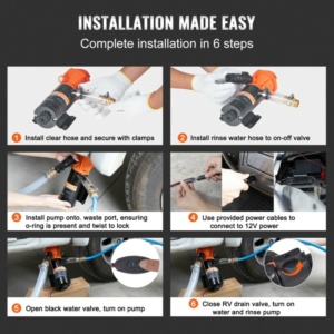 VEVOR Φορητή Αντλία Μακρητήρα για RV, 12V, 12 GPM, Γρήγορης Απελευθέρωσης, για Καθαρισμό Λυμάτων RV και Θαλάσσια Χρήση 12VFCJZB12V1JPF4RV9 - Image 5