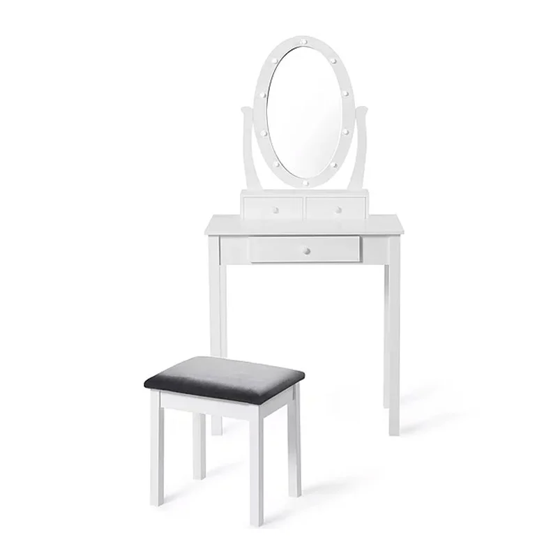 Ξύλινο Μπουντουάρ με Καθρέπτη LED φώτα και Σκαμπό 145 x 40 x 70 cm SPM 30080237 Ξύλινο Μπουντουάρ με Καθρέπτη LED φώτα και Σκαμπό 145 x 40 x 70 cm SPM 30080237