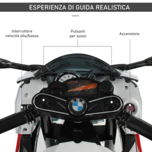 Homcom Ηλεκτρική μοτοσυκλέτα για παιδιά BMW RR 12V, Μαύρο και Κόκκινο 301-007RD - Image 3