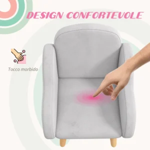 Πολυθρόνα ZONEKIZ για παιδιά έως 3 ετών με μπράτσα σε σχήμα σύννεφου σε ύφασμα, 46x51x55cm, Γκρι 310-066V81GY - Image 3