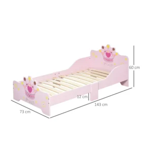 Ξύλινο Χαμηλό Μονό Παιδικό Κρεβάτι 143 x 73 x 60 cm για Στρώμα 140 x 70 cm Princess HOMCOM 311-014 - Image 3