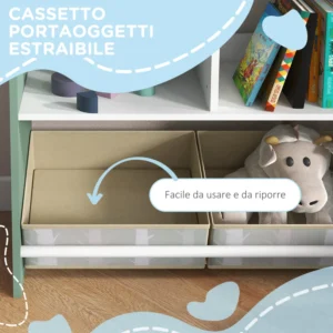 ZONEKIZ Παιδικό ράφι παιχνιδιών με αφαιρούμενα ράφια και συρτάρια, πράσινο 311-057V80GN - Image 3