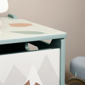 ZONEKIZ Παιδικό μπαούλο παιχνιδιών με καπάκι και μεντεσέ ασφαλείας σε MDF, 60x37x39cm, Πράσινο 311-058V80GN - Image 5